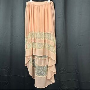 Lush Salmon Can Can style veil skirt with lace